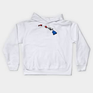 Red, White, and Blue Hawaii Outline Kids Hoodie